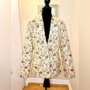 Vintage Touche Tapestry Blazer Floral Design Single Button Fully Lined